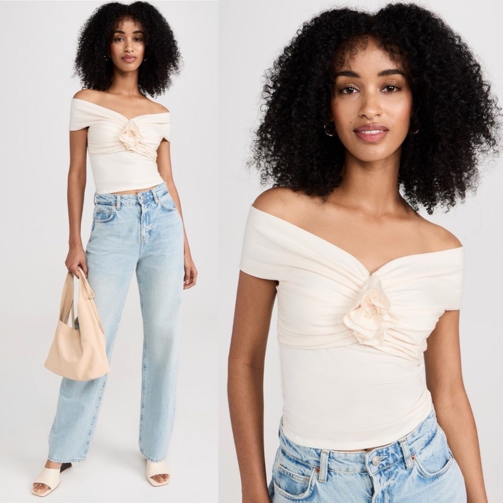 NWT Reformation Emerald Knit Top in Horchata Size Medium